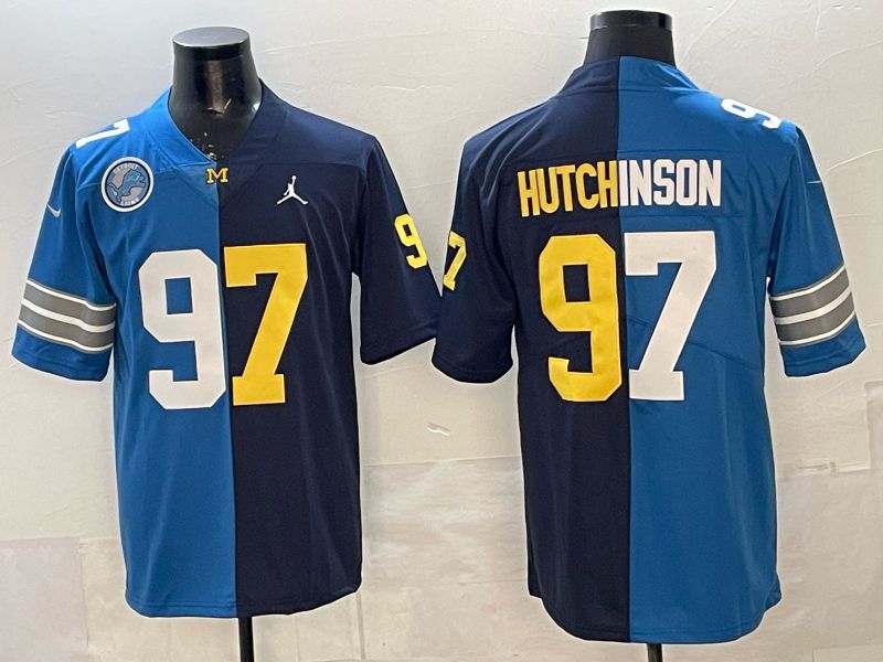 Men 2025 Detroit Lions #97 Hutchinson Blue black Limited NFL Jersey style 053